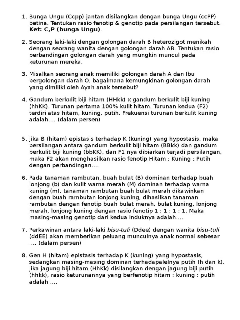 Soal UAS Genetika 2015 | PDF