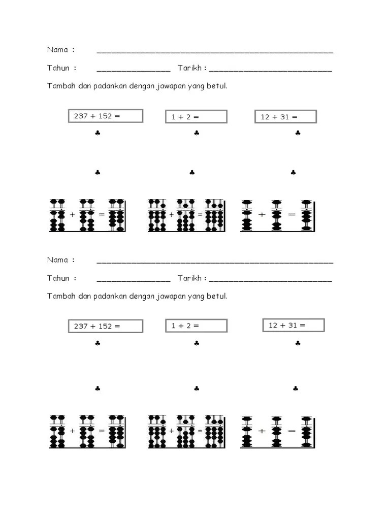 Nota Abakus Tahun 1 / Praktis Sari Penyelesaian Matematik Tahun 3