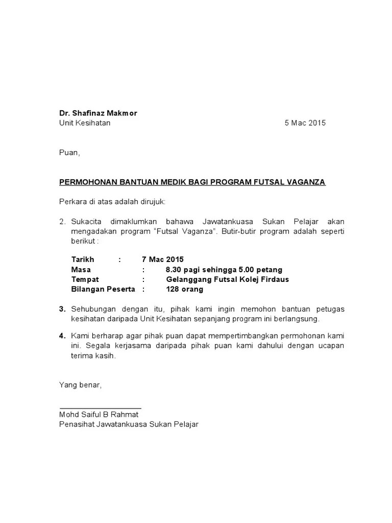 Salinan geran tanam semula sebagi bukti anak pekebun kecil 6. Contoh Surat Rasmi Memohon Bantuan Medik