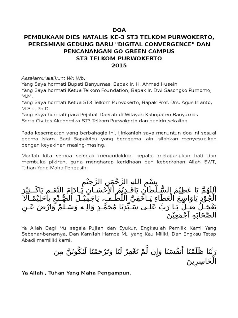 Doa Peresmian Gedung Baru Dies Natalies | PDF