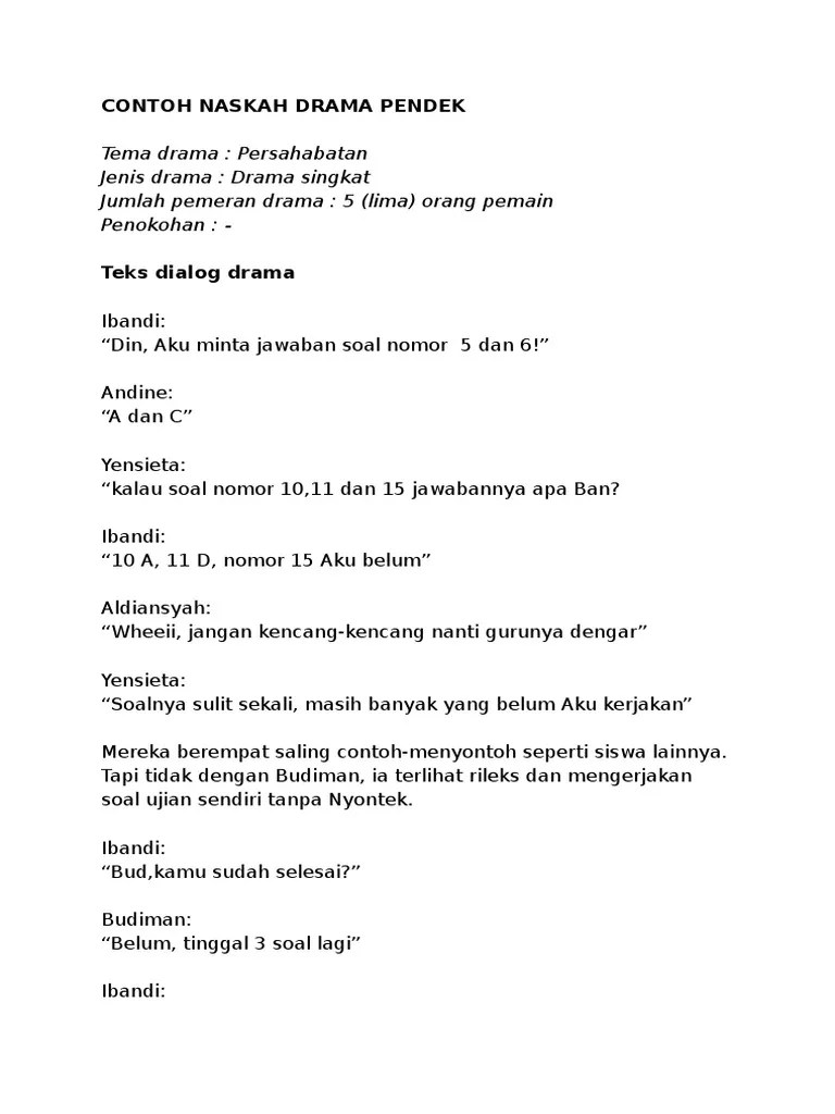 Contoh Teks Drama Pendek - Mosaicone