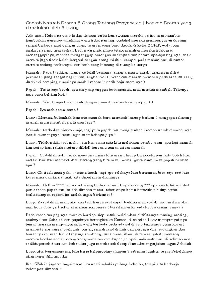 Naskah Drama 6 Orang Singkat Tentang Sekolah – Dengan
