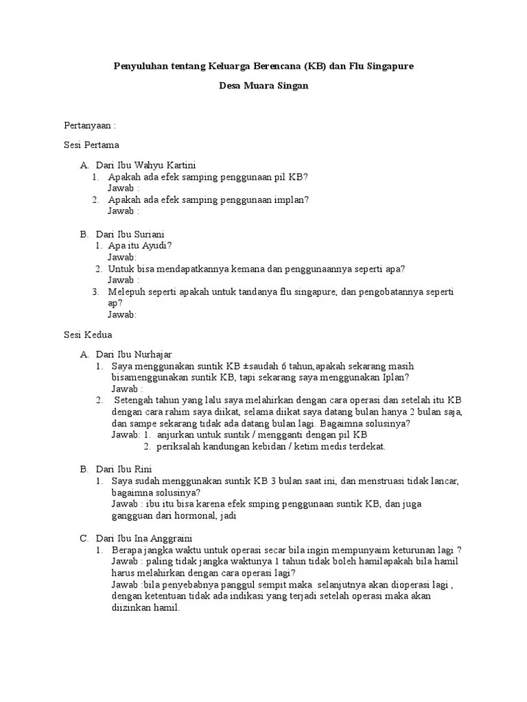 Tanya Jawab Penyuluhan Tentang Keluarga Berencana | PDF