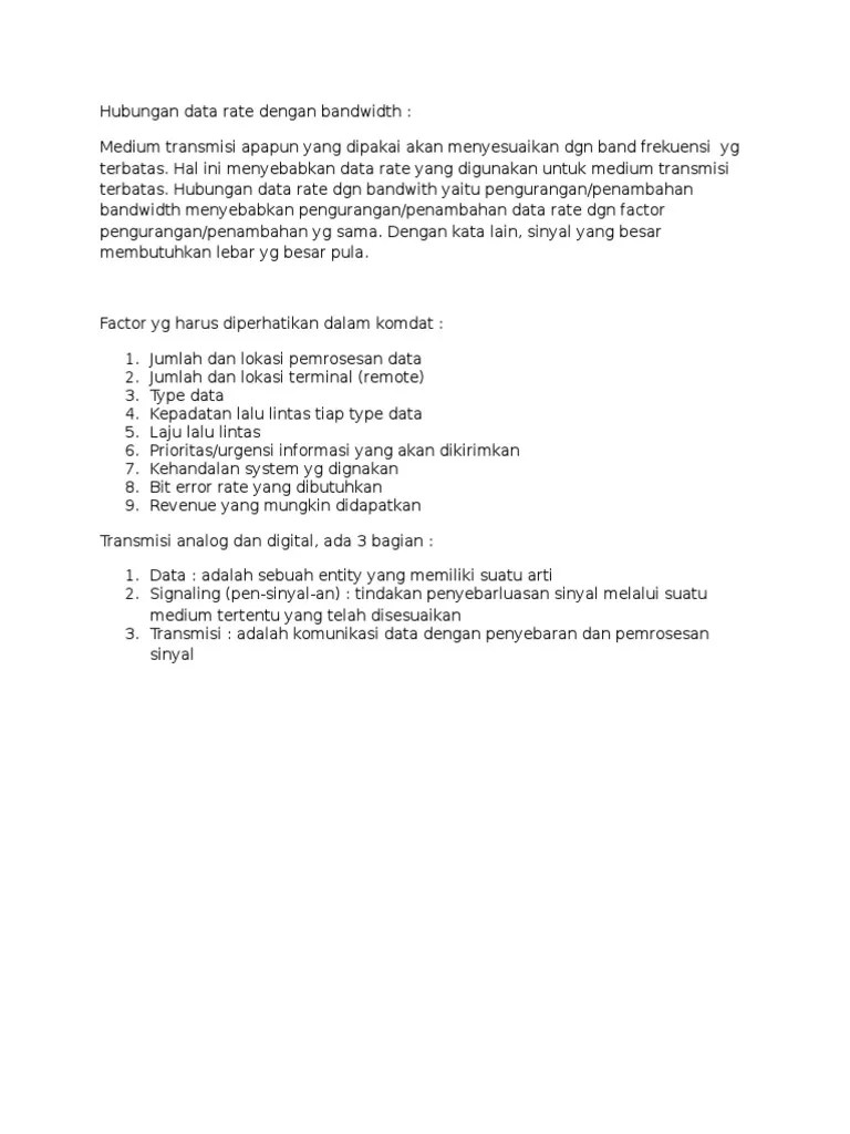 Hubungan Data Rate Dengan Bandwidth | PDF