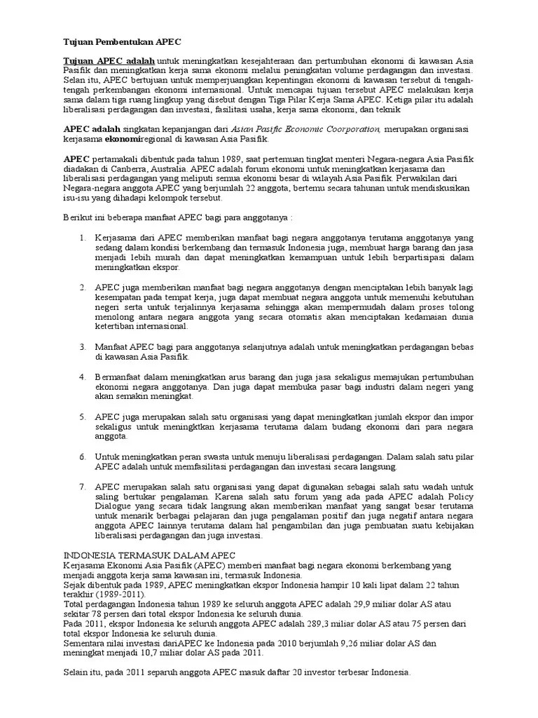 Tujuan Pembentukan APEC | PDF