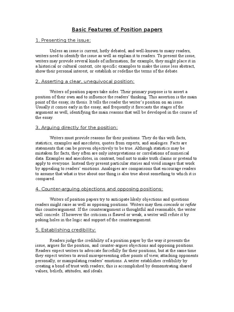 example position paper by eyp the netherlands issuu from image.isu.pub to attend hamun 46, all delegates must write one position paper on one of the. Basic Features Of Position Papers Pdf Essays Reason