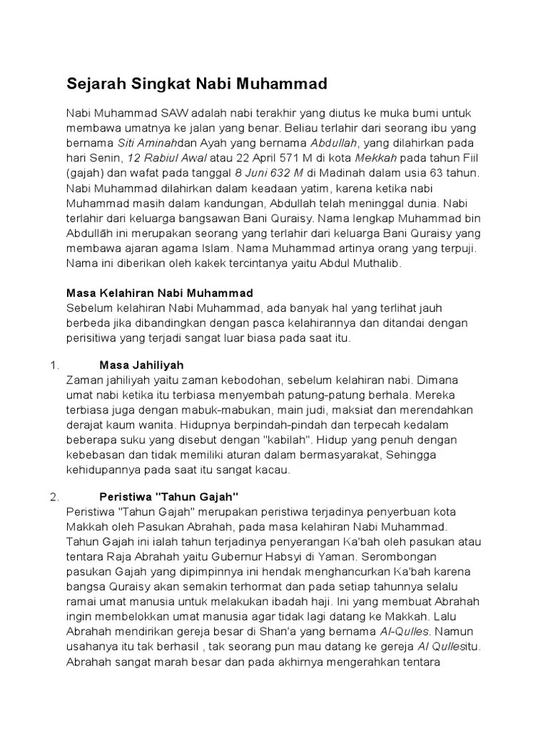 Sejarah Singkat Nabi Muhammad | PDF