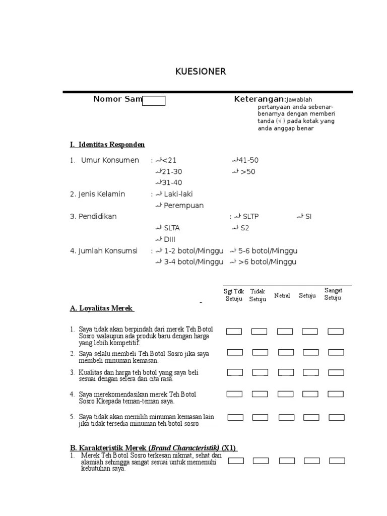 (1) pengaruh brand image terhadap brand trust lipstik revlon, (2) pengaruh. Kuesioner Pdf