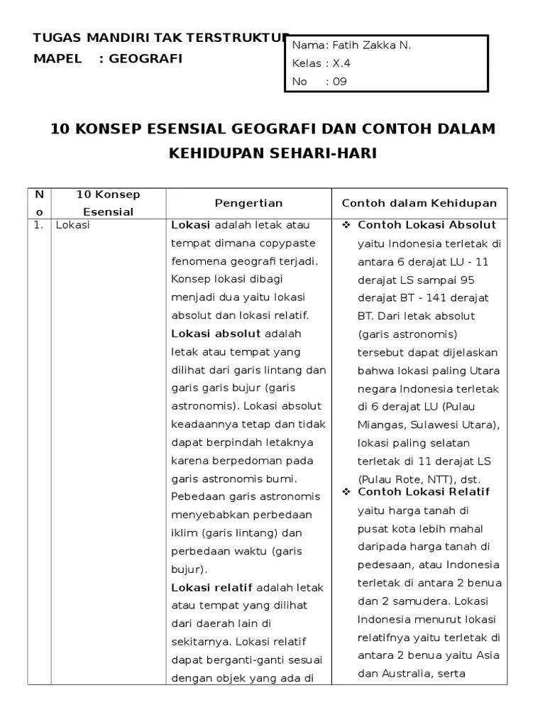 10 Konsep Esensial Geografi Dan Contoh Dalam Kehidupan Sehari-Hari | PDF