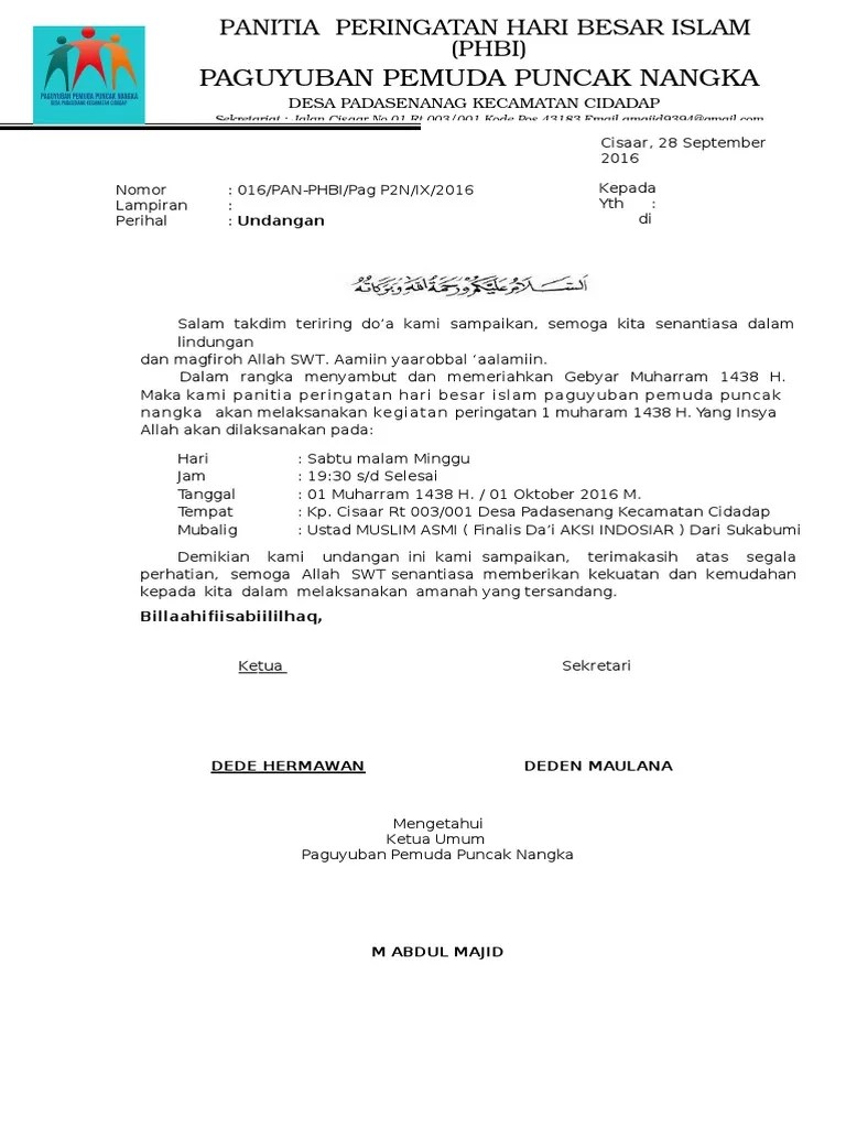 Contoh surat undangan muharram have some pictures that related one another. Contoh Undangan 1 Muharram Belajar