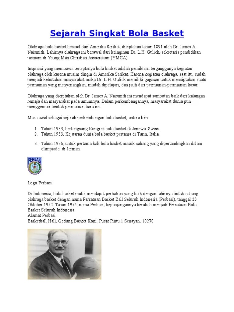 Permainan Bola Basket Berasal Dari Amerika Serikat Yang Diciptakan Oleh