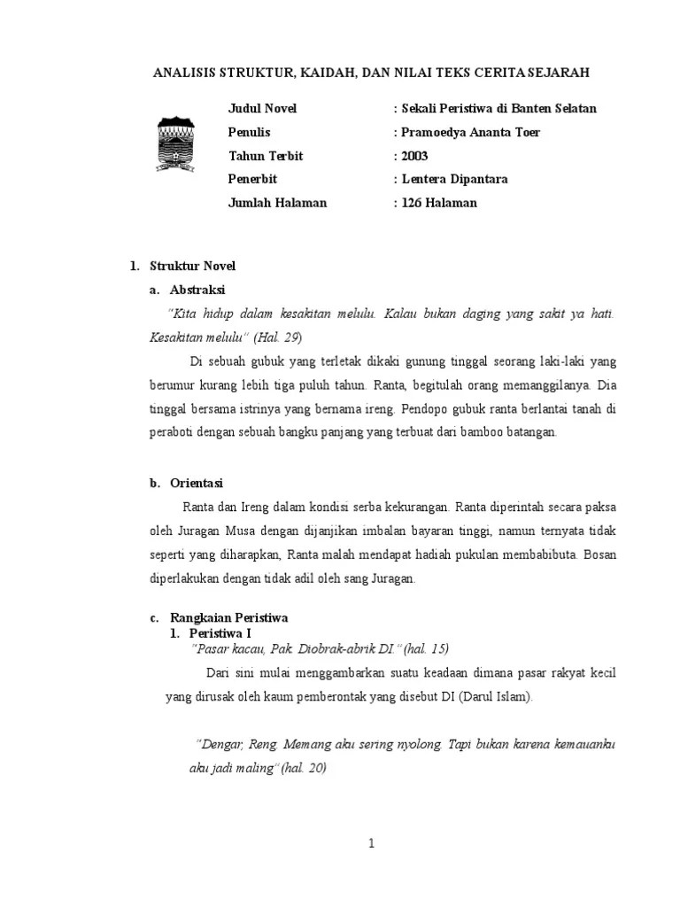 Bagian ini akan memberikan penjelasan yang . Analisis Struktur Dan Kaidah Teks Cerita Sejarah Novel Sejarah Sekali Peristiwa Di Banten Selatan Pdf