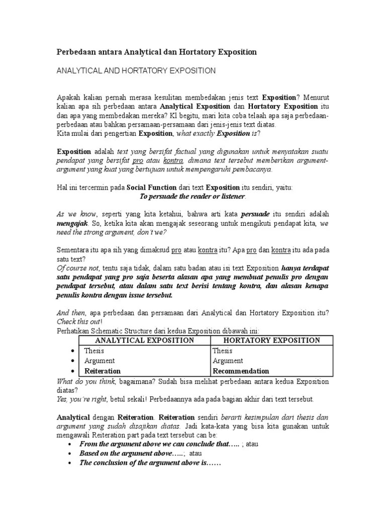 Perbedaan Antara Analytical Dan Hortatory Exposition | PDF | Merokok |  Pertanian Organik