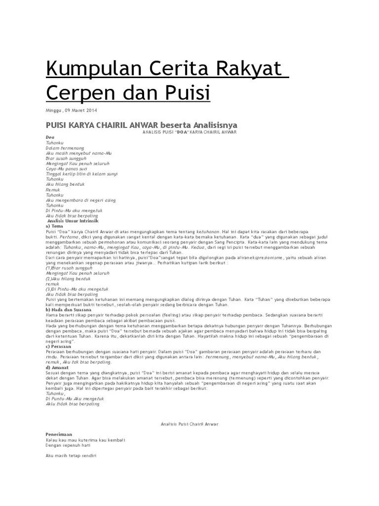 Kumpulan Cerita Rakyat Cerpen Dan Puisi | PDF