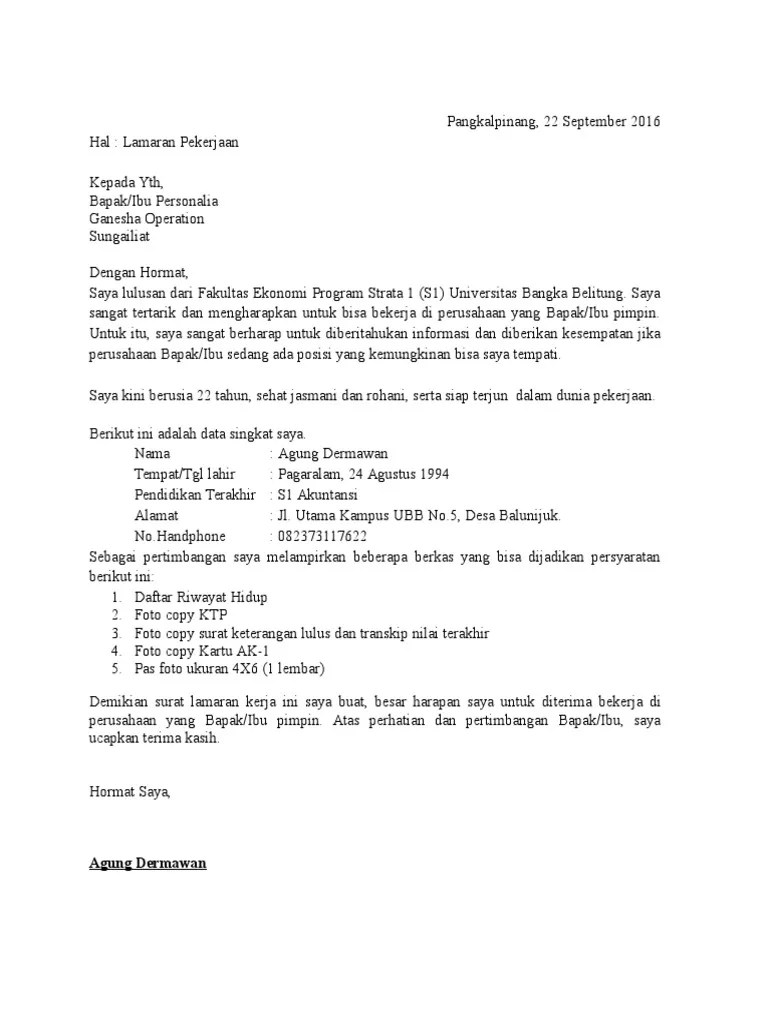 Contoh cv guru bimbel contoh surat lamaran kerja di bimbel primagama contoh surat lamaran kerja bimbel ganesha operation . Lamaran Kerja Ganesha Operation Pdf