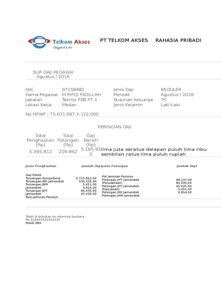 Simak selengkapnya pengertian dan contoh slip gaji yang bisa anda buat sendiri. Pt Telkom Akses1 2 Pdf