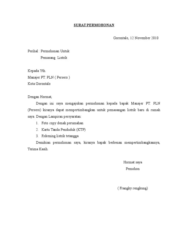 Contoh surat pernyataan dukungan 2 docx ismawar hasdan academia edu. Contoh Surat Permohonan Penambahan Tiang Listrik Pln ...