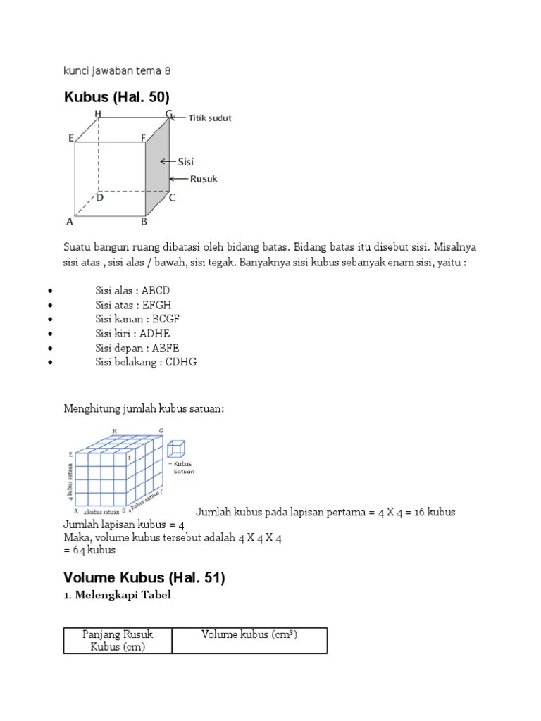 Jadi massa jenis kubus adalah 2 gram/cm 3. Kunci Jawaban Tema 8 Pdf