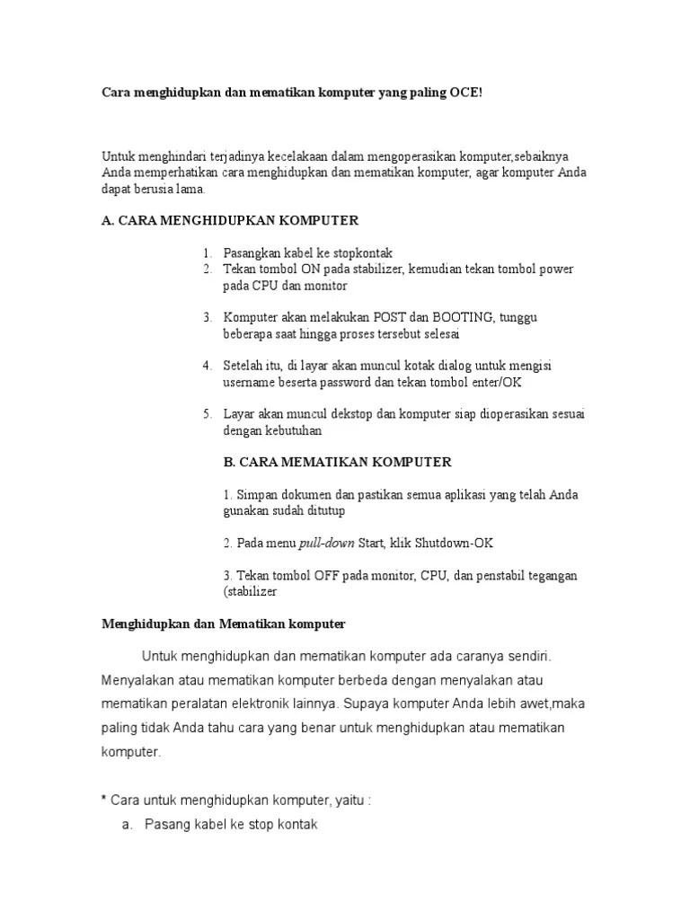 Contoh Teks Prosedur Tentang Komputer Dalam Bahasa Inggris – Lukisan
