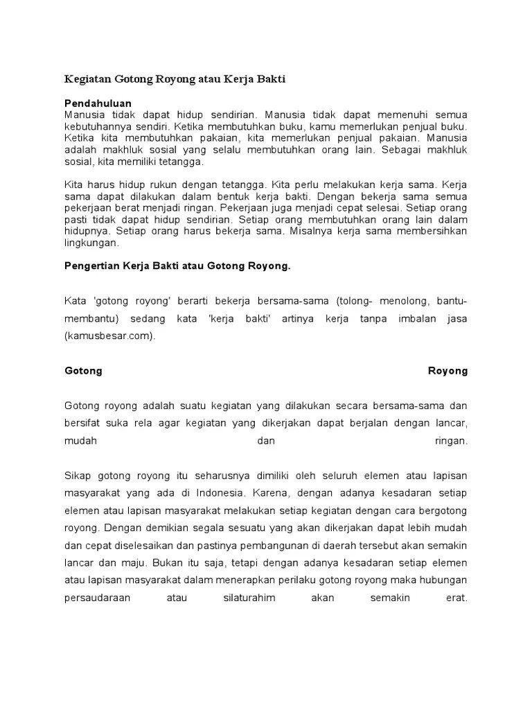 Kegiatan Gotong Royong | PDF