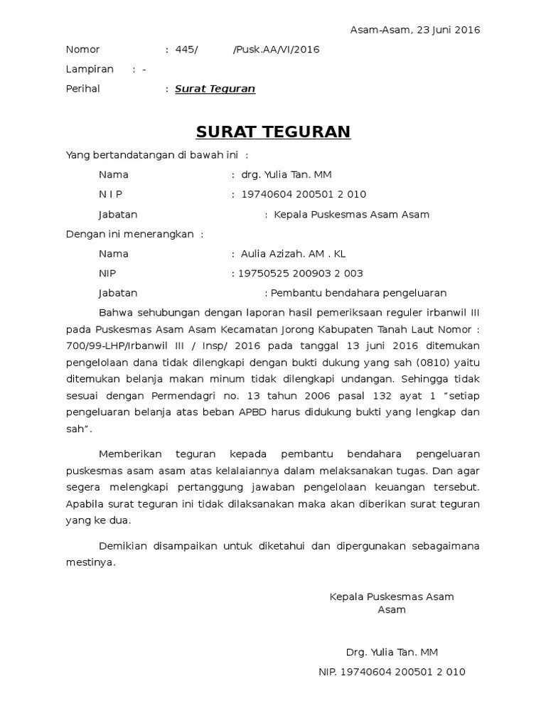 contoh surat teguran pdf document. Contoh Surat Teguran Kepada Pptk Raceoftherain