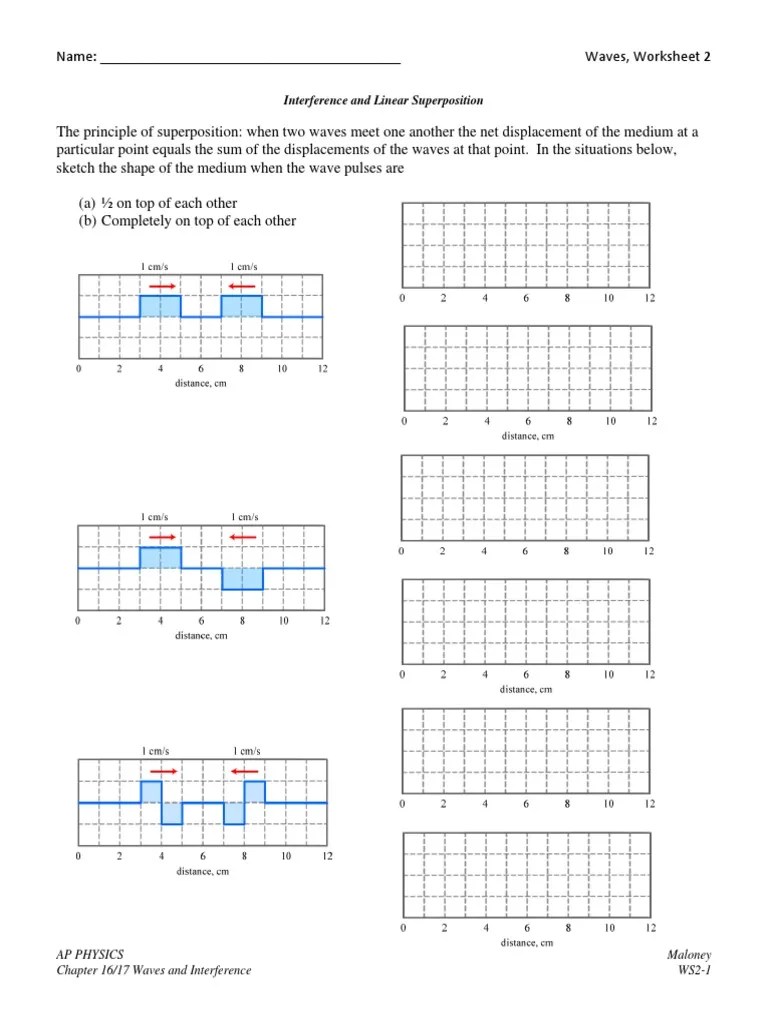 A wave with an amplitude of. Superposition Worksheet Pdf Waves Oscillation