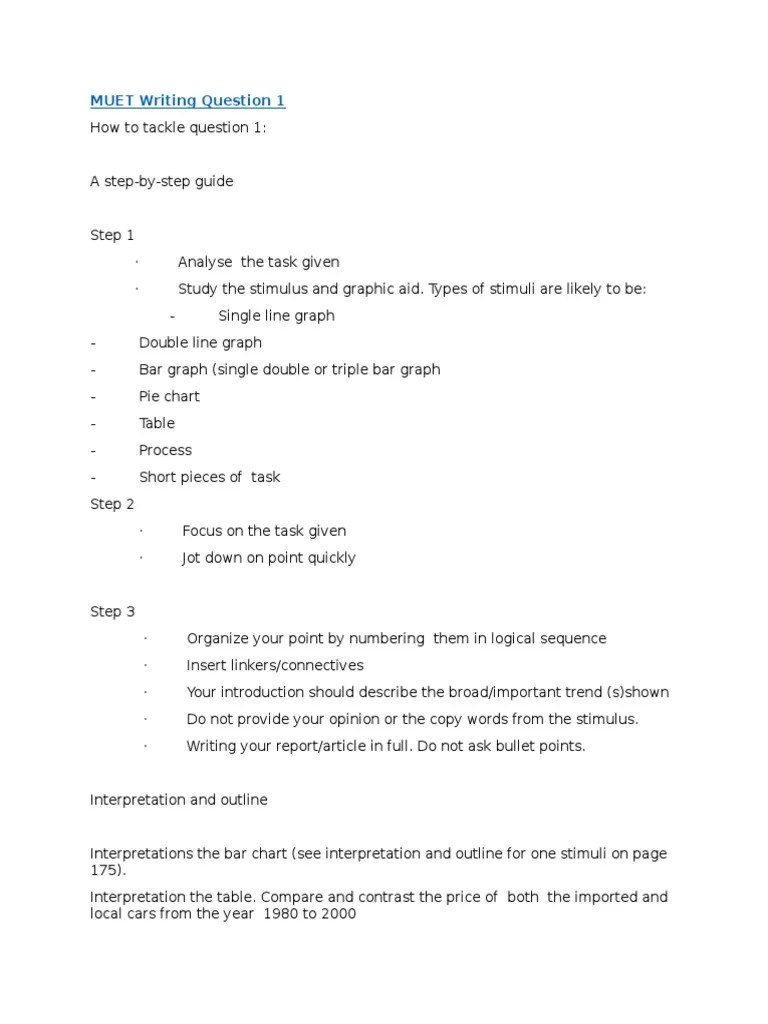 Writing 800/2 test taking strategies. Muet Writing Question 1 Pdf Chart Economies