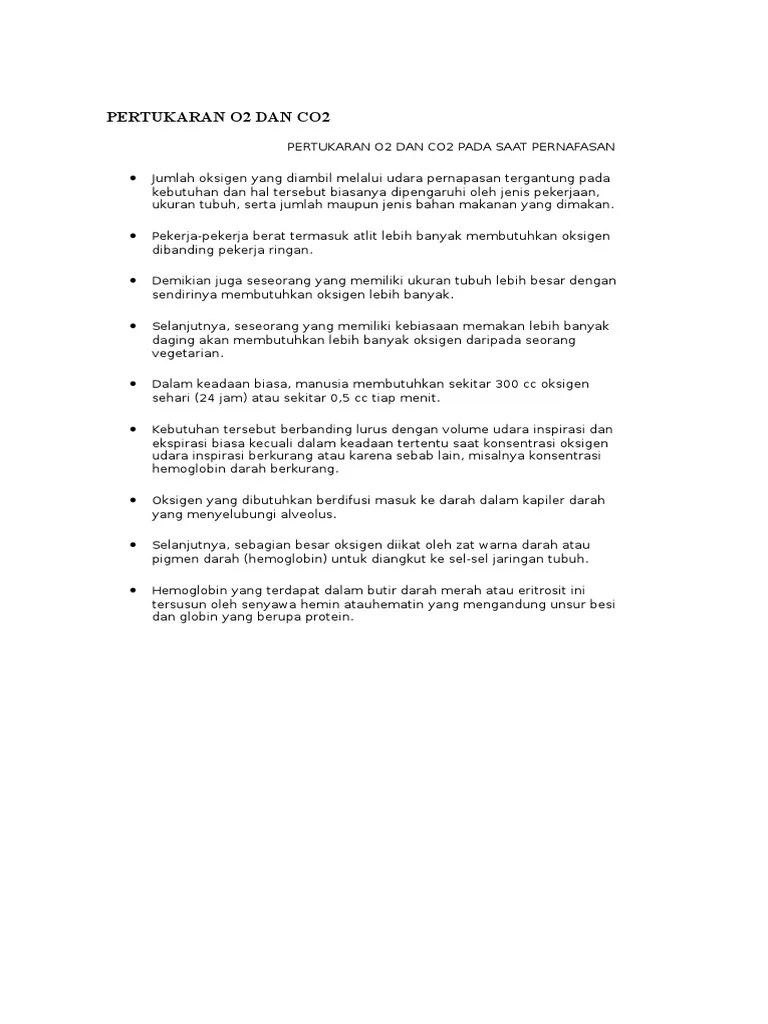 Pertukaran O2 Dan Co2 | PDF