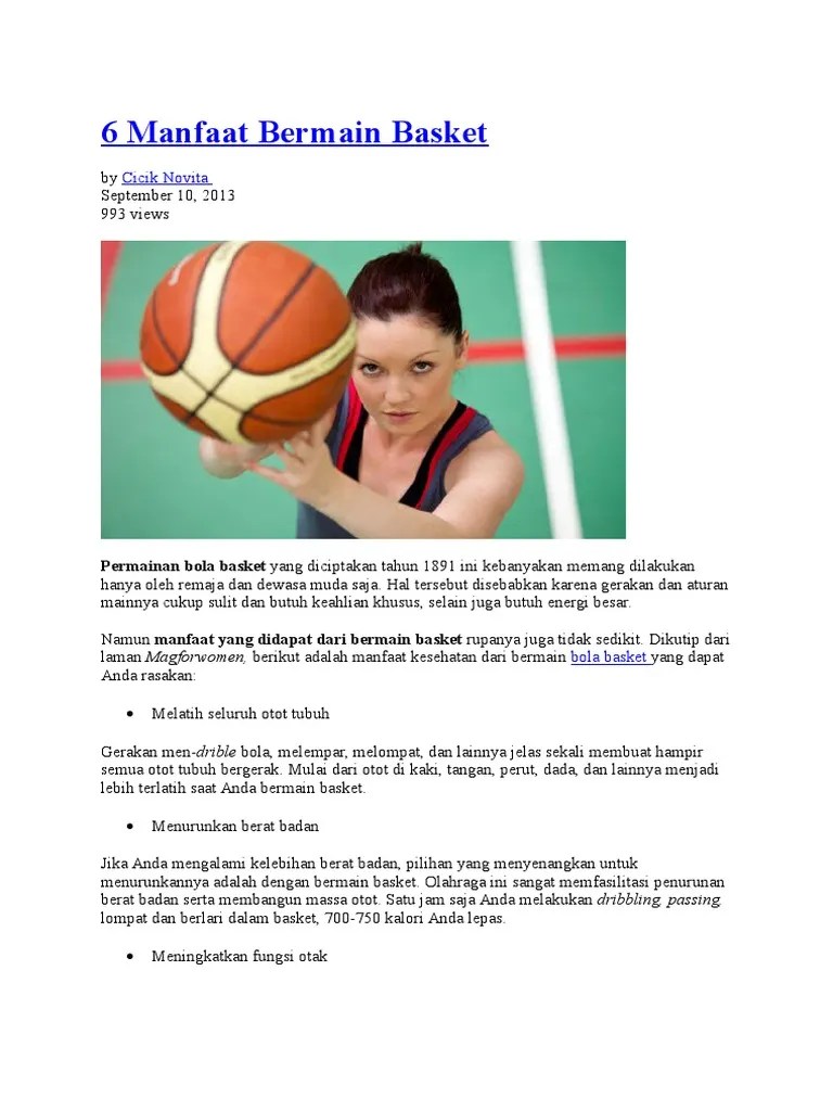 6 Manfaat Bermain Basket | PDF