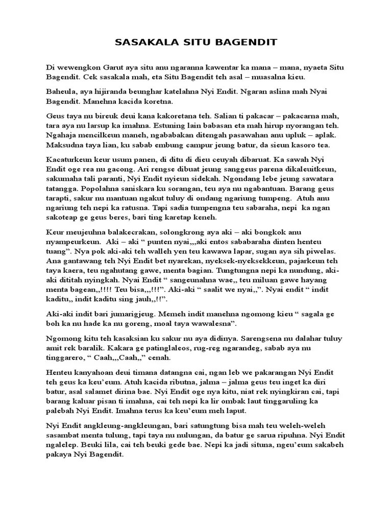 Awakna jangkung rada ngeusi tapi sorana . Sasakala Situ Bagendit Pdf