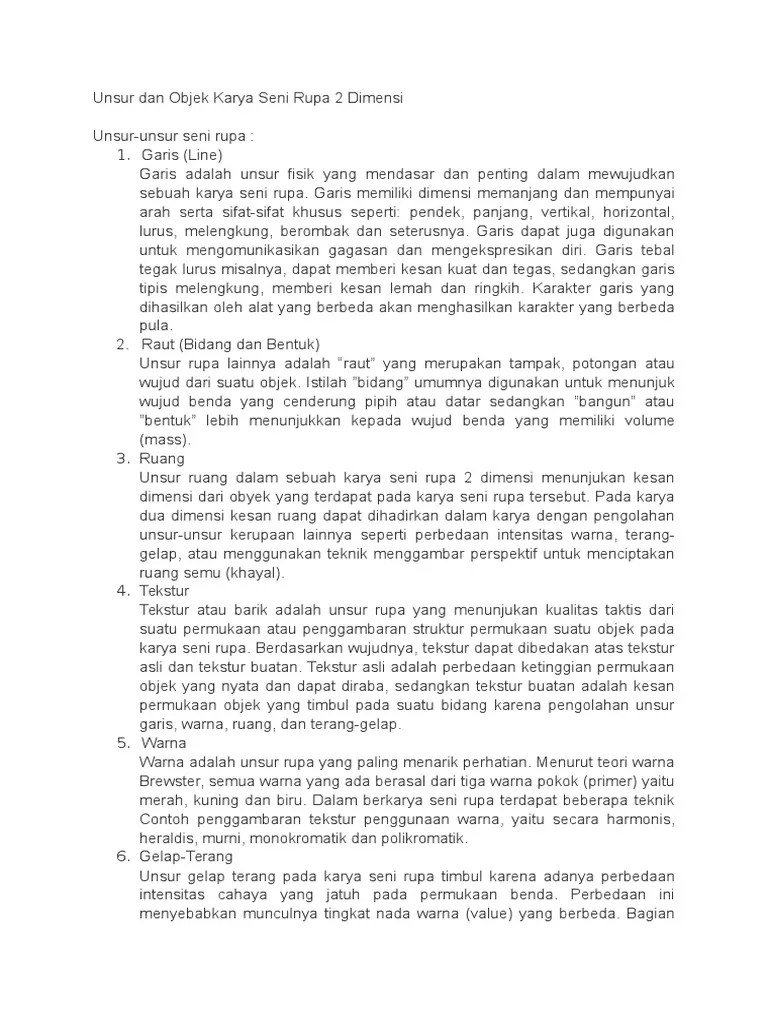Unsur Dan Objek Karya Seni Rupa 2 Dimensi | PDF