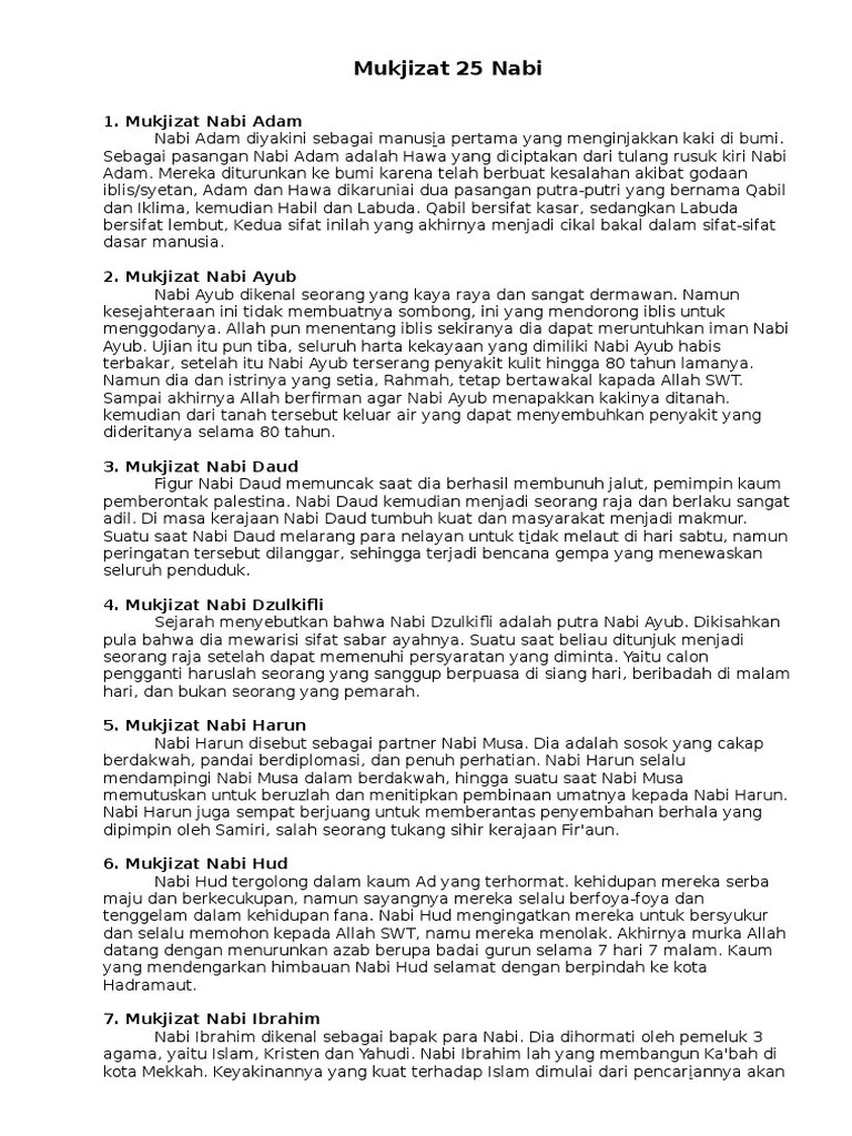 Mukjizat 25 Nabi | PDF