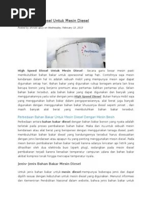 High Speed Diesel Untuk Mesin Diesel | PDF