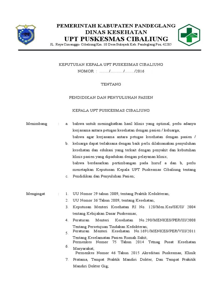 7.8.1.EP.1 SK Pendidikan Dan Penyuluhan Pasien DIL | PDF