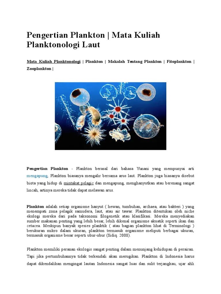 Pengertian Plankton Dan Mintakat | PDF