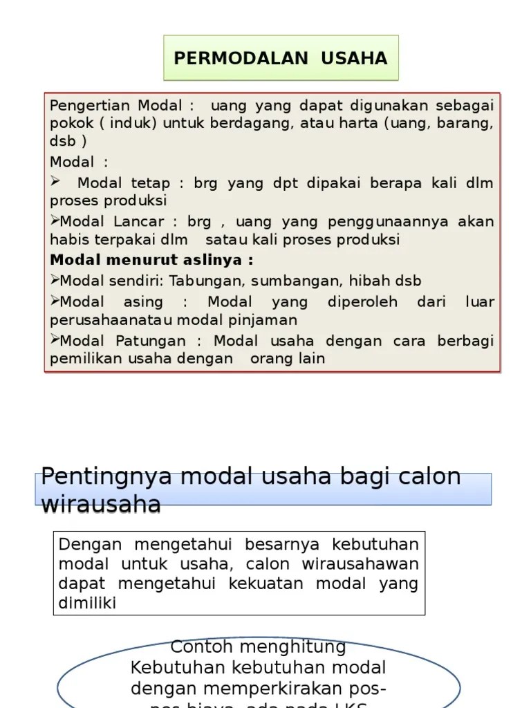 Bahan Ajar 3 Dan 4, Permodalan Usaha | PDF