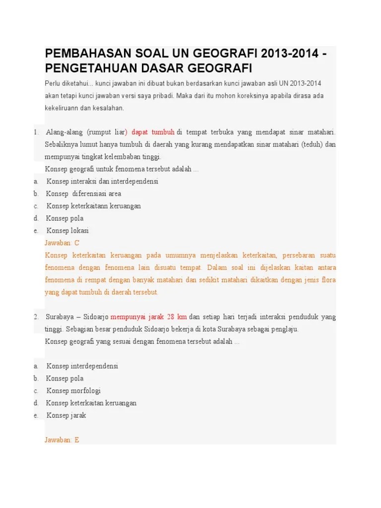 Soal Ujian Geografi 2014