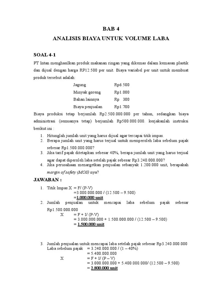 Dimana analisis biaya diferensial (differential cost analysis) adalah. Contoh Soal Dan Jawaban Keputusan Taktis