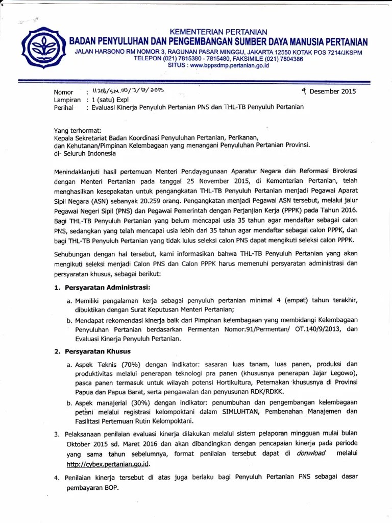 12-Evaluasi Kinerja Penyuluh PNS Dan THL-TBPP | PDF