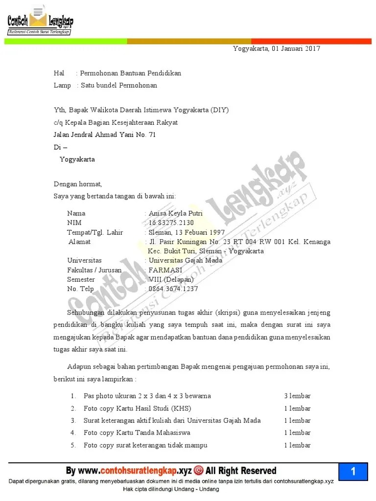 Text of contoh surat permohonan bantuan pendidikan.doc. Contoh Surat Permohonan Bantuan Dana Pendidikan Skripsi Pdf