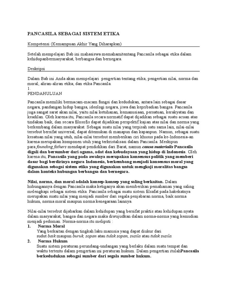 Haknya sebagai konsumen, menciptakan sistem perlindungan konsumen yang. Pancasila Sebagai Sistem Etika Pdf