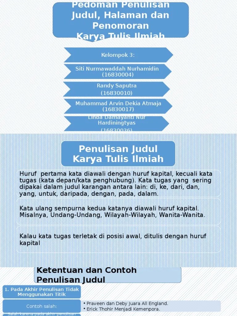 Pedoman Penulisan Judul, Halaman Dan Penomoran Karya | PDF