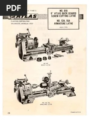 Exle pictures from various lathe operation 6 inch no. Atlas 618 Lathe Manual Pdf Pdf