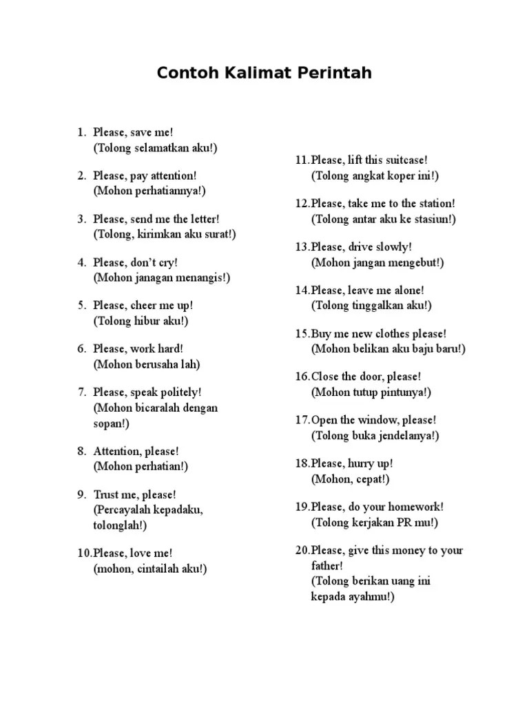 Contoh Kalimat Perintah | PDF