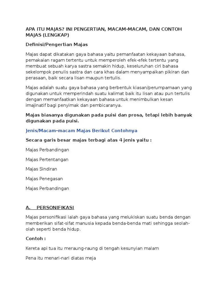 Jelaskan Yang Dimaksud Dengan Majas