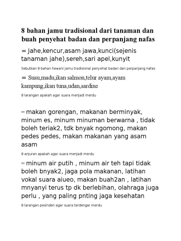 Posted by admin at 3:57 am monday, october 7, 2013. 8 Bahan Jamu Tradisional Dari Tanaman Dan Buah Penyehat Badan Dan Perpanjang Nafas Pdf