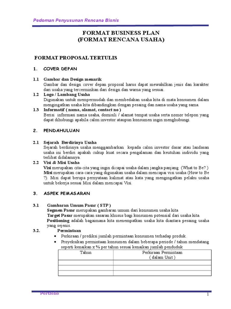 Panduan Penyusunan Proposal Usaha | PDF