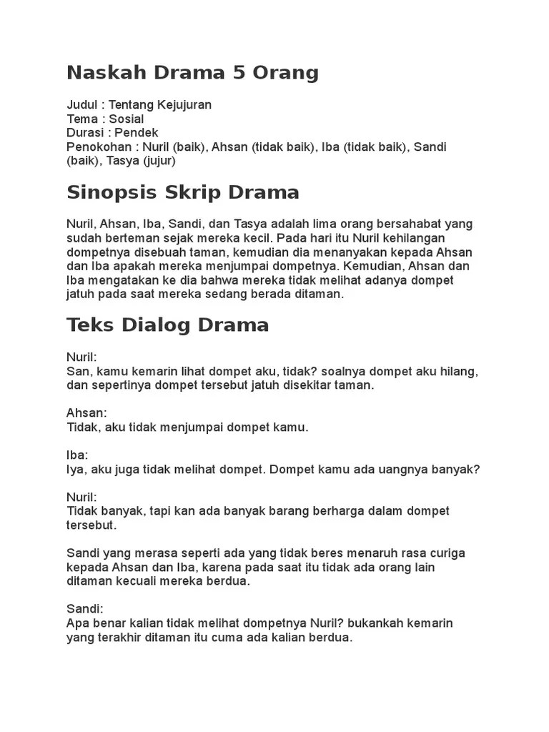 Naskah Drama Tentang Kejujuran 5 Orang – Kabar Kita Online