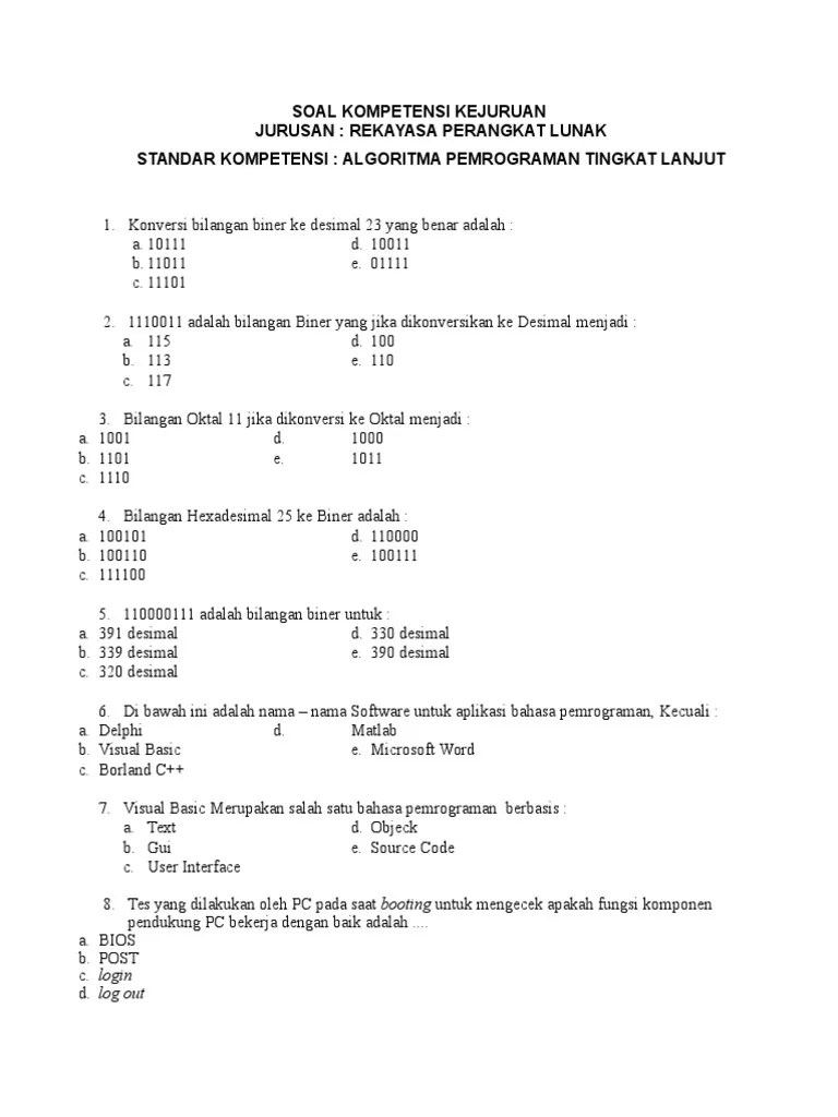 Contoh Soal Logika Dan Algoritma Beserta Jawabannya