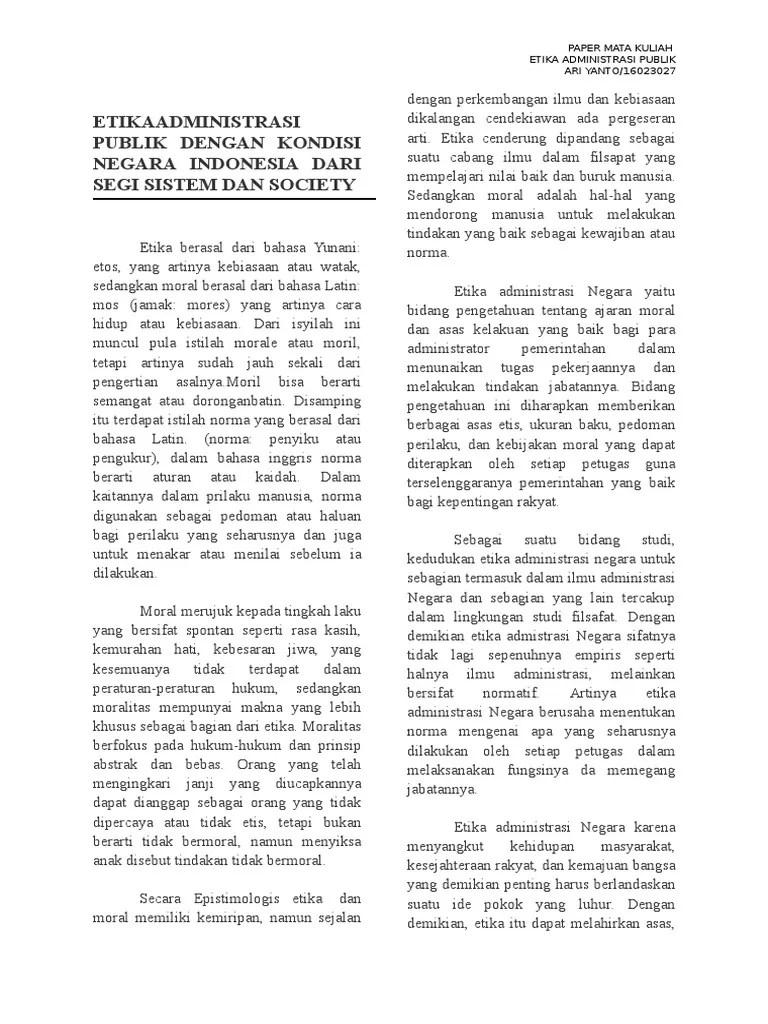 Tugas Etika Administrasi Publik | PDF
